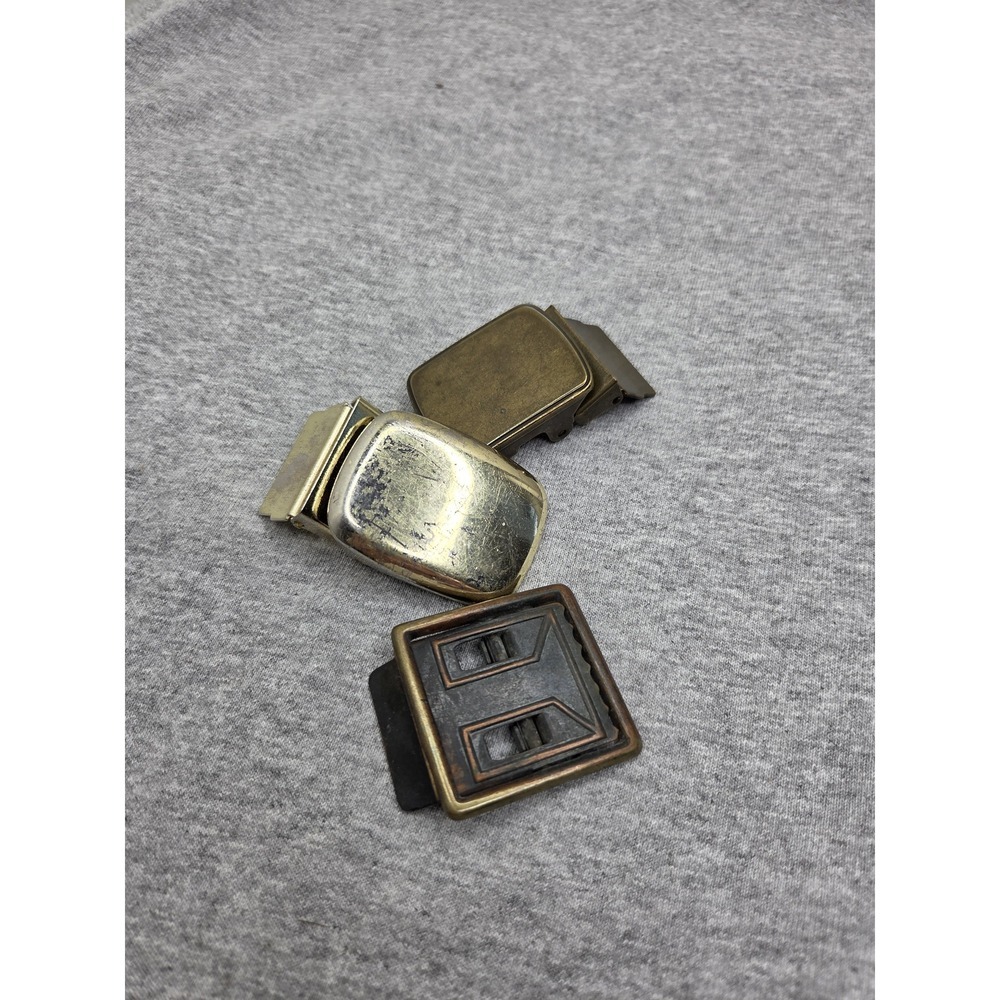 Lot of 4 Vintage Web Belt Slider Buckles Brass Gunmetal Clamp Hardware